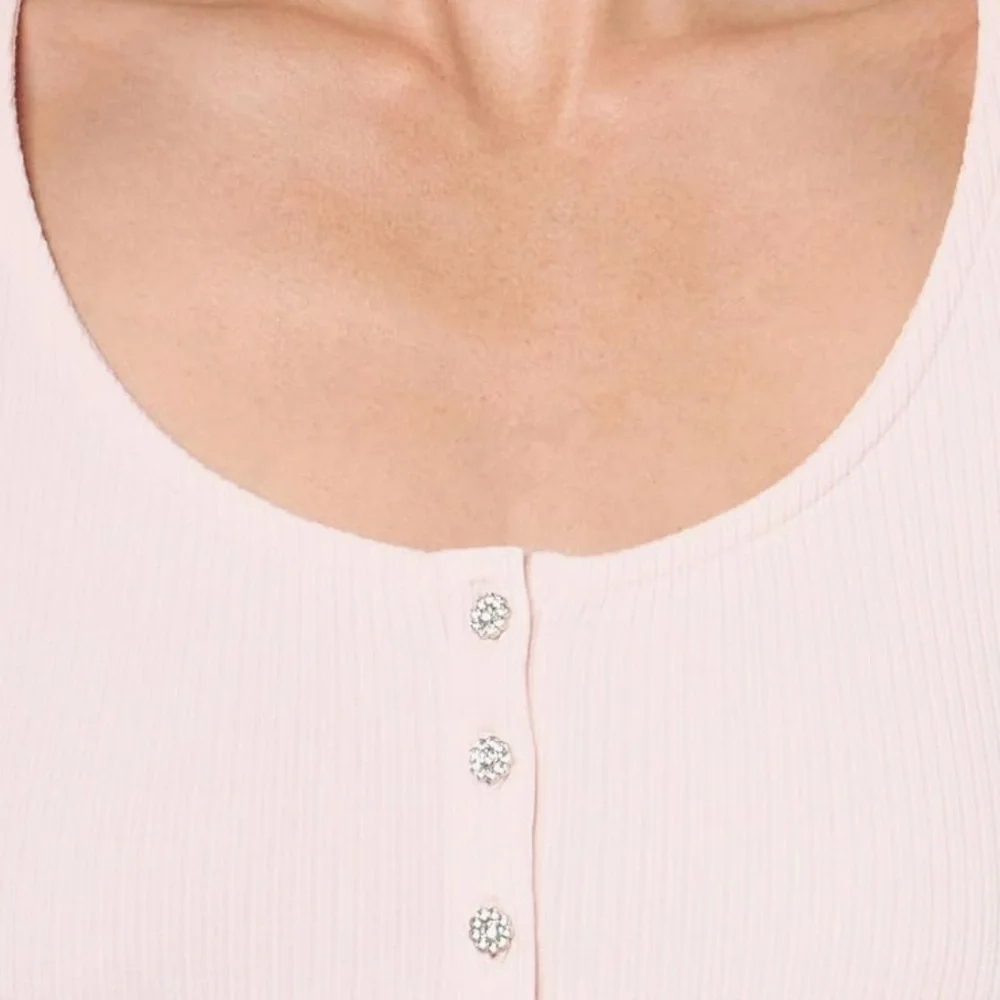 SOLDGuess Pale Pink Ribbed Bodysuit Short Sleeve - Picture 2 of 10